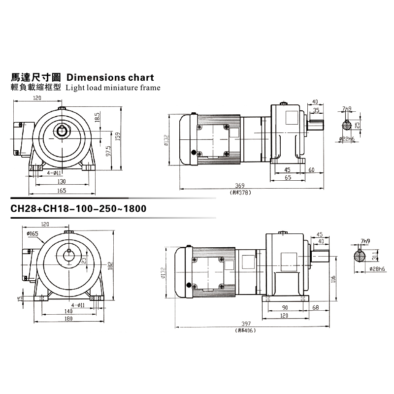 CH、CV Dimensions Chart